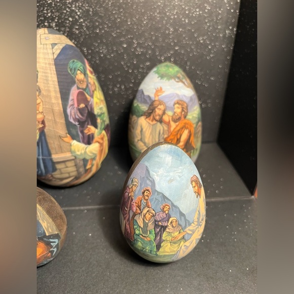 HAND PAINTED WOOD NESTING EGGS by Russian Artist (BEAUTIFUL ) - Picture 5 of 11